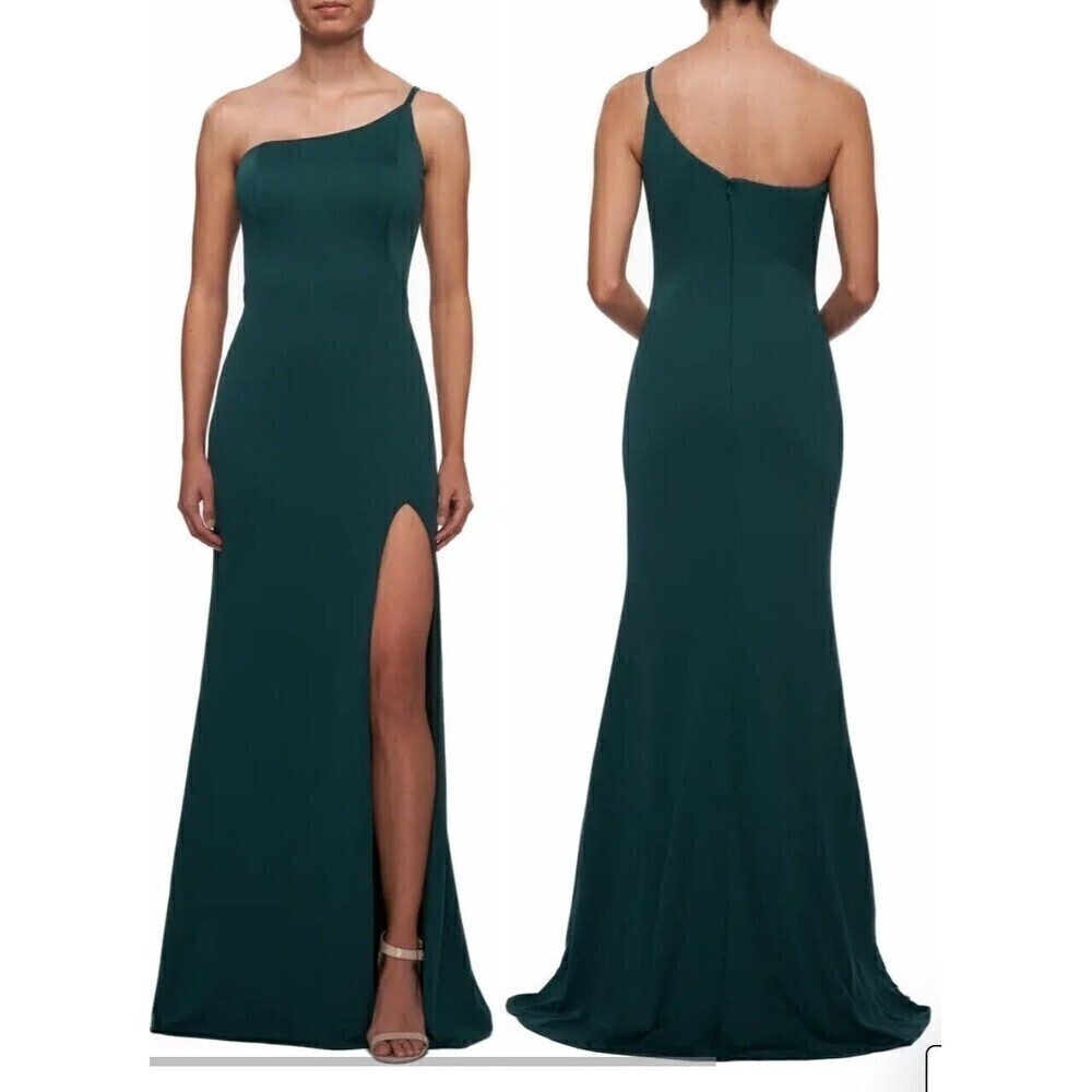 La Femme Dress Women 14 Green One Shoulder Elegant Feminine Formal Special Event